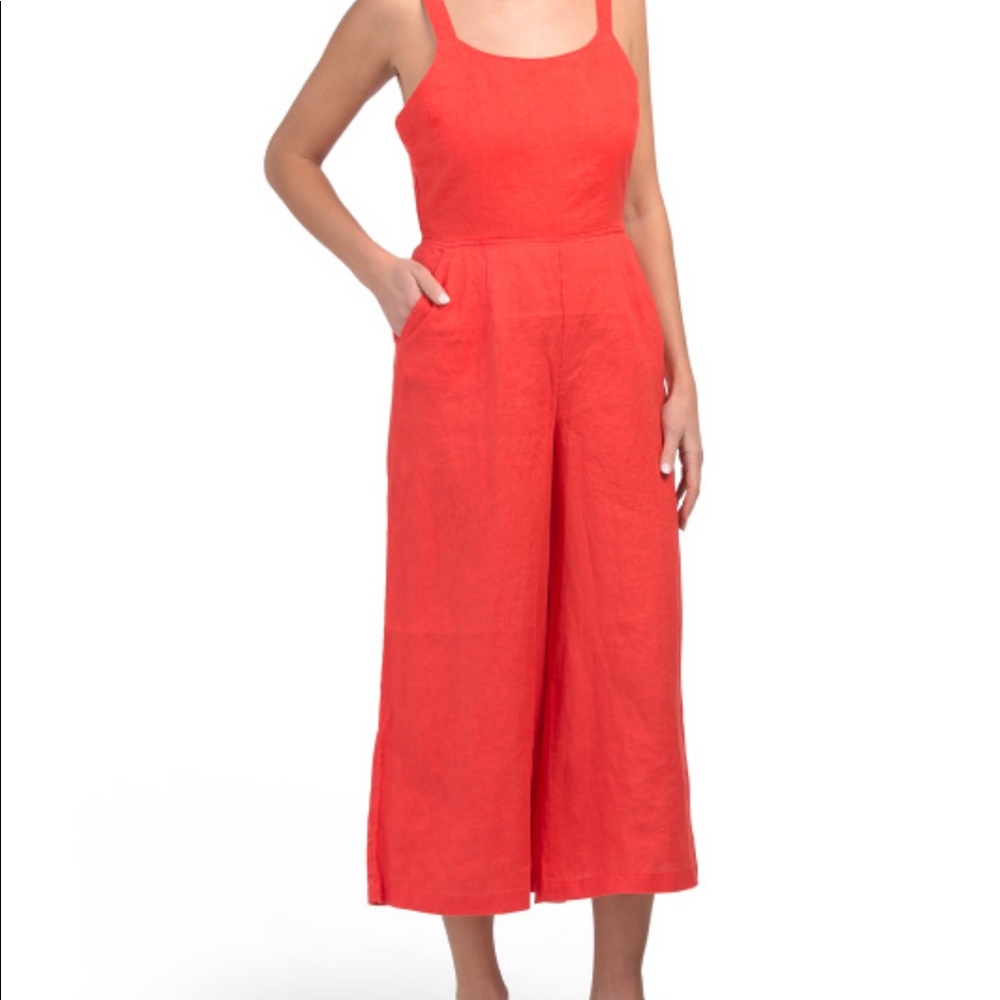 Cynthia rowley red linen jumpsuit